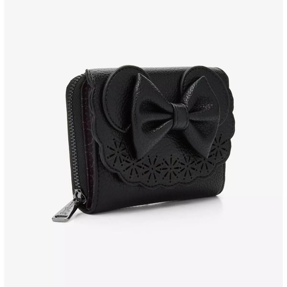 Loungefly Disney Minnie Mouse Pebble Textured Black Mini Backpack and Wallet NWT - Picture 7 of 10